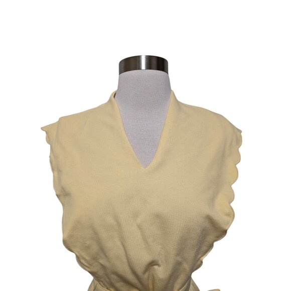 70s 80s Vintage Womens Dress Yellow Casual With Belt - Picture 7 of 8